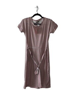 Arolina Women’s Summer Short Sleeve Khaki and White Striped T-shirt Dress Size S